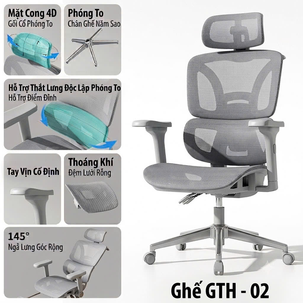 [BẢN GTH-003] Ghế Công Thái Học Ergonomic Cao Cấp ISUNI, Tựa Lưng Nâng Đỡ Thắt Lưng , Tựa Đầu 6 Hướng