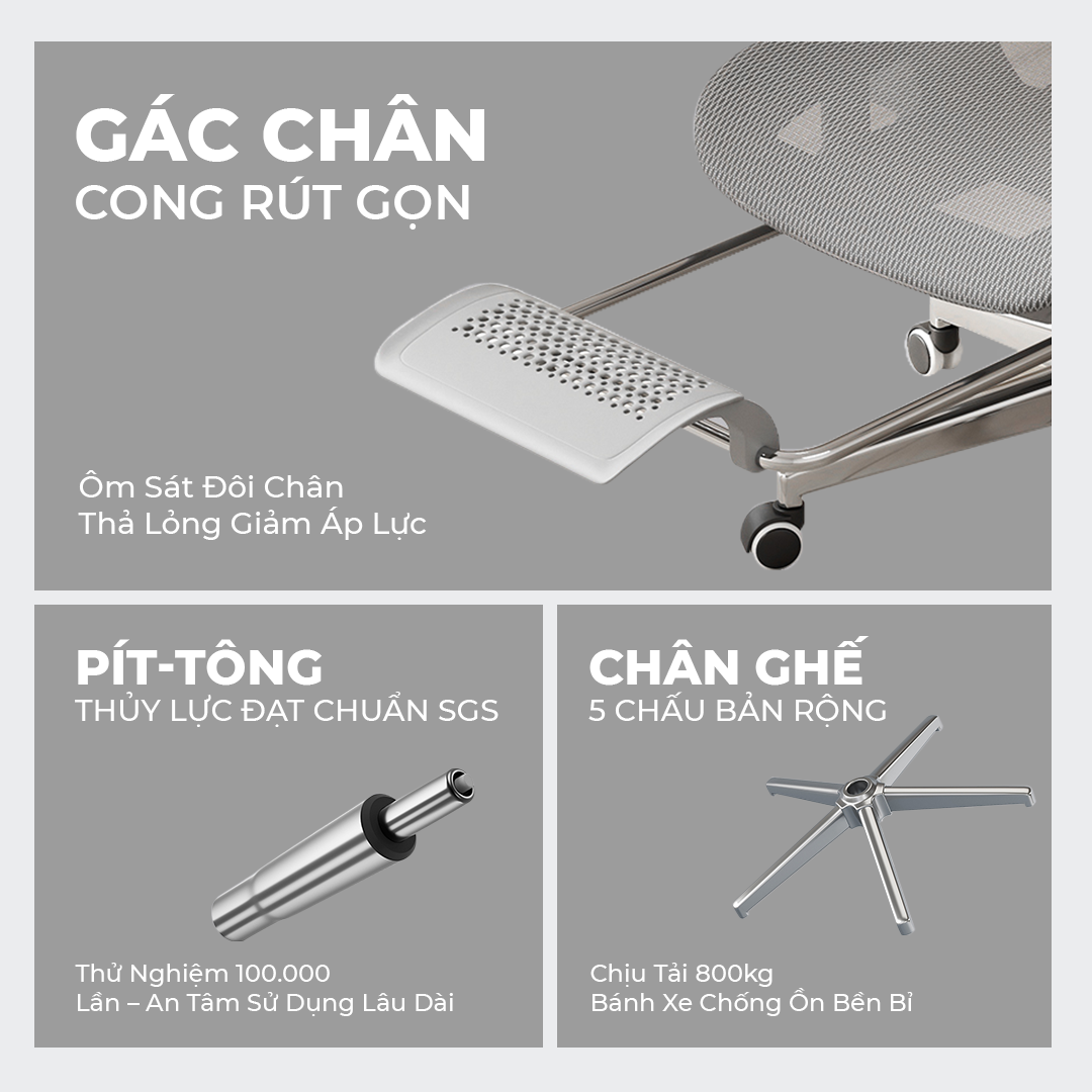 [BẢN GTH-003] Ghế Công Thái Học Ergonomic Cao Cấp ISUNI, Tựa Lưng Nâng Đỡ Thắt Lưng , Tựa Đầu 6 Hướng