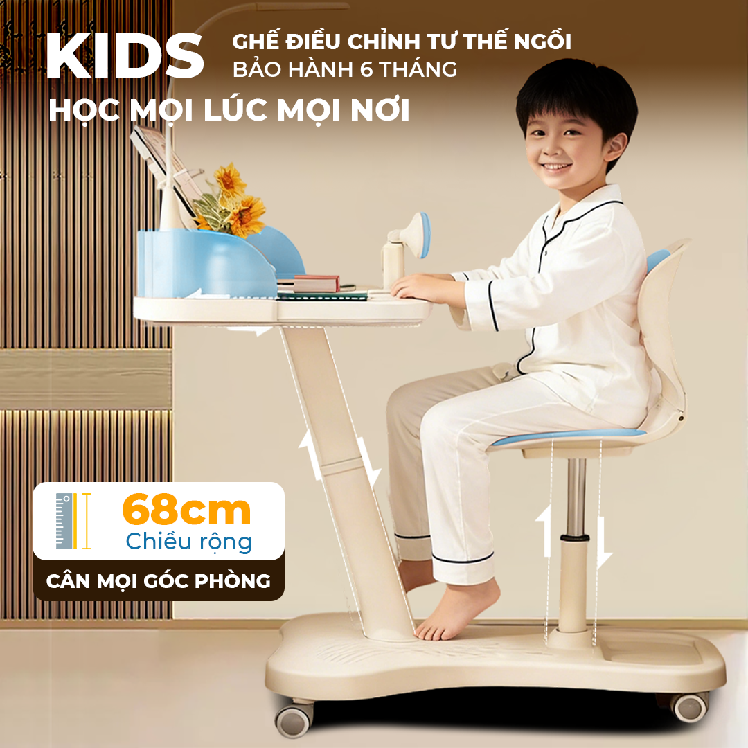 Bàn Ghế Học Sinh ISUNI Công Thái Học Chống Gù Lưng Cho Bé 6-10 Tuổi, Khung Thép Điều Chỉnh Độ Cao - ISUNI - ảnh 2