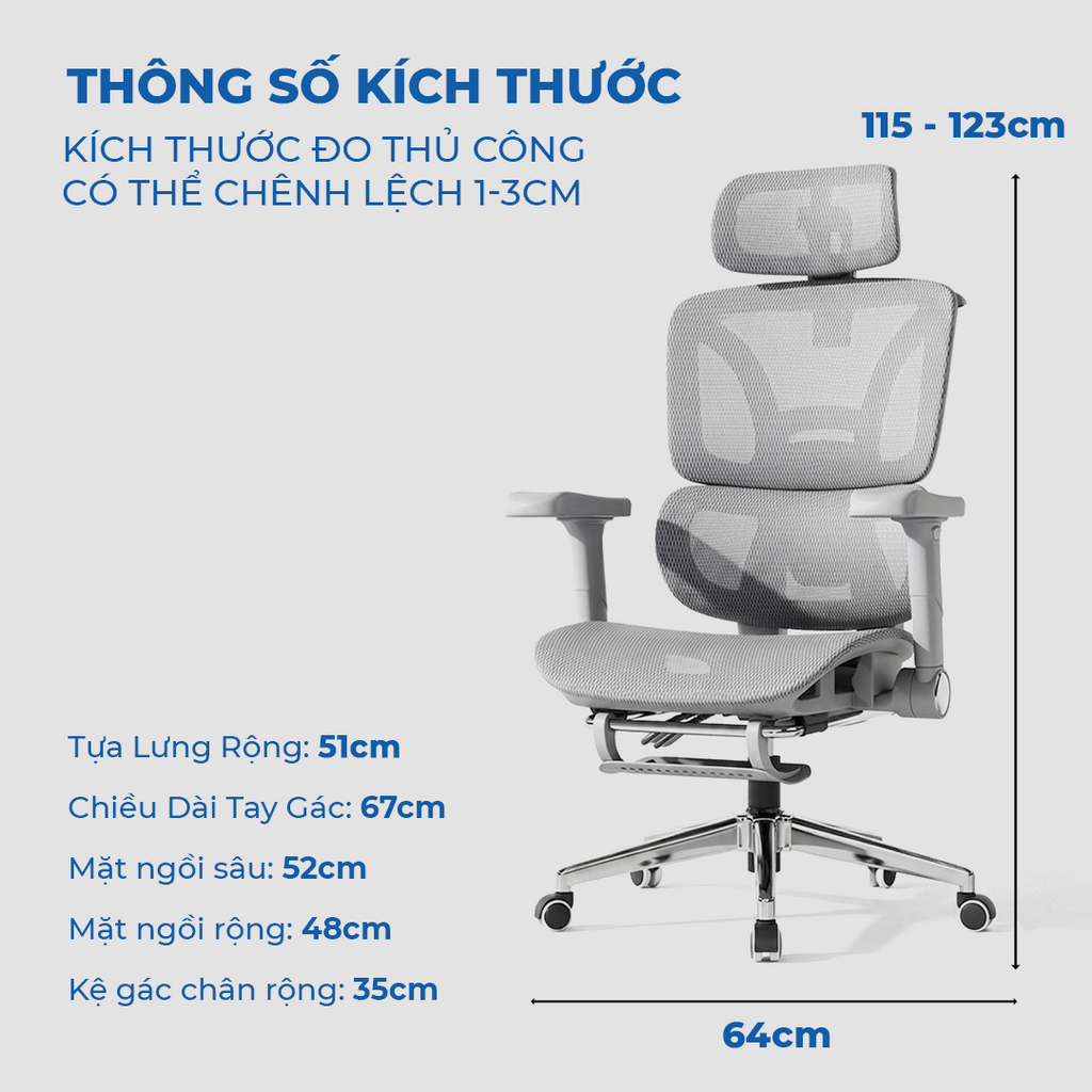 [BẢN GTH-003] Ghế Công Thái Học Ergonomic Cao Cấp ISUNI, Tựa Lưng Nâng Đỡ Thắt Lưng , Tựa Đầu 6 Hướng