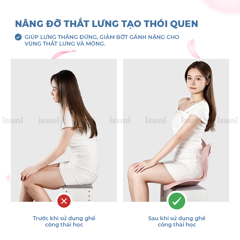 [BẢN SAKURA] Ghế Điều Chỉnh Tư Thế Ngồi ISUNI Chống Gù Ghế Công Thái Học Giảm Đau Mỏi Lưng Gáy - ISUNI - ảnh 5