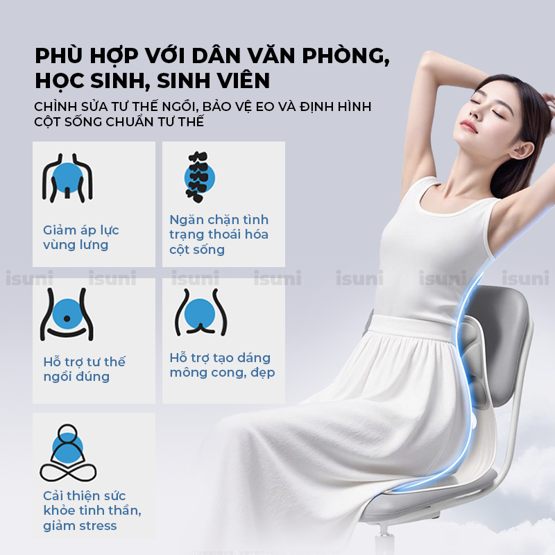 Ghế Công Thái Học ISUNI SEASHELL Chống Gù Lưng Giúp Ngồi Thẳng Lưng Chống Vẹo Cột Sống - ISUNI - ảnh 5