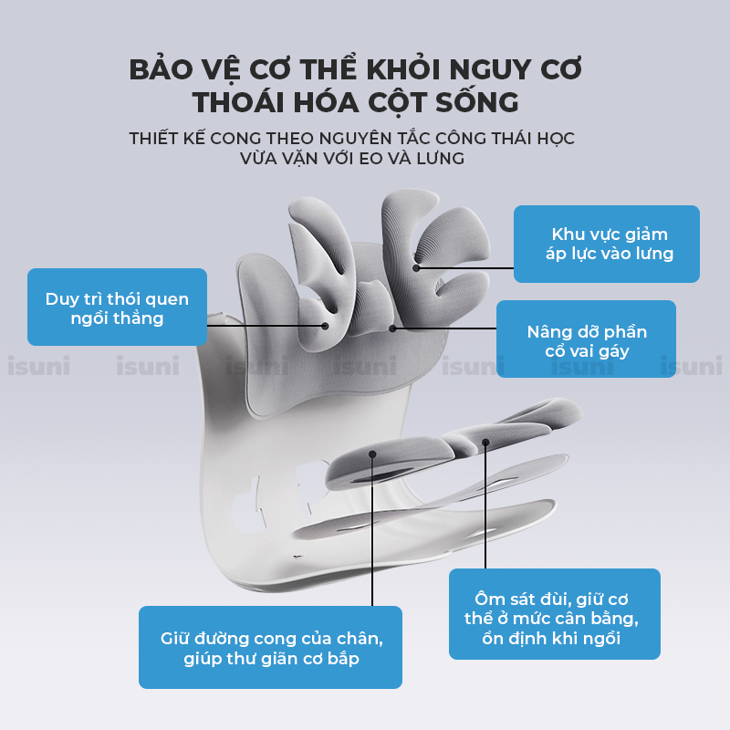 Ghế Công Thái Học ISUNI SEASHELL Chống Gù Lưng Giúp Ngồi Thẳng Lưng Chống Vẹo Cột Sống
