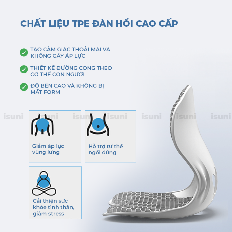 [BẢN ĐẶC CẤP] Ghế Bệt Tựa Lưng Isuni Chống Gù Lưng Ghế Công Thái Học Giảm Đau Mỏi Lưng