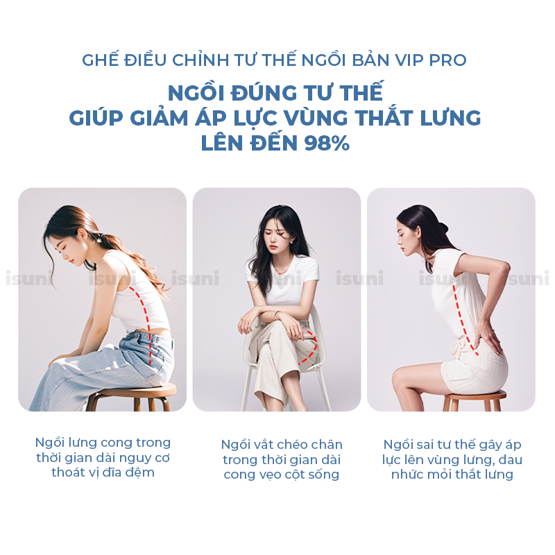 [BẢN VIP PRO] Ghế Công Thái Học Điều Chỉnh Tư Thế Ngồi Isuni Chống Gù Lưng Cho Bà Bầu, Dân Văn Phòng - ISUNI - ảnh 4