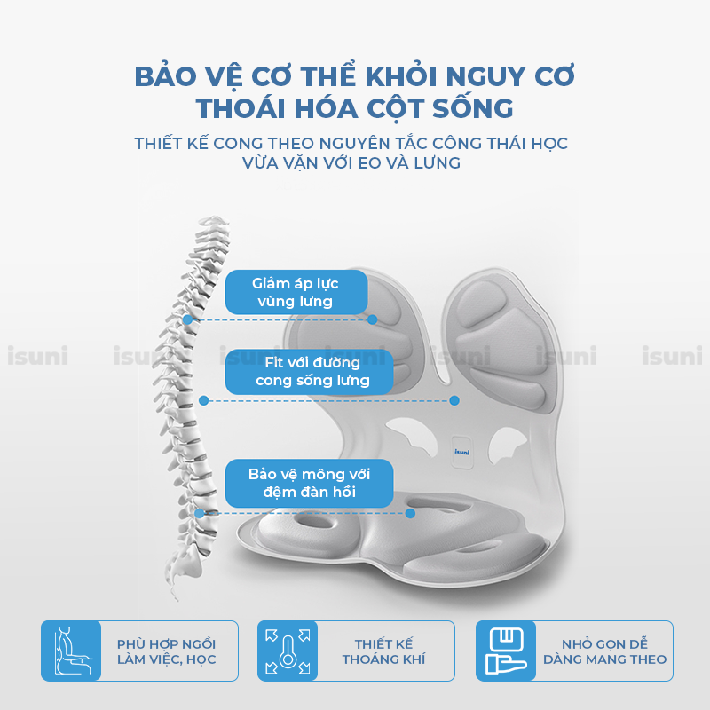 Ghế ISUNI BẢN ĐẶC BIỆT Ghế Tựa Lưng Chống Gù Ghế Công Thái Học Ứng Dụng 4 Sáng Chế Giảm Đau Mỏi Lưng - ISUNI - ảnh 5