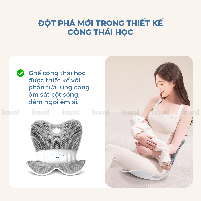 [BẢN VIP PRO] Ghế Công Thái Học Điều Chỉnh Tư Thế Ngồi Isuni Chống Gù Lưng Cho Bà Bầu, Dân Văn Phòng - ISUNI - ảnh 5