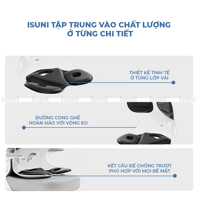 Ghế ISUNI BẢN ĐẶC BIỆT Ghế Tựa Lưng Chống Gù Ghế Công Thái Học Ứng Dụng 4 Sáng Chế Giảm Đau Mỏi Lưng