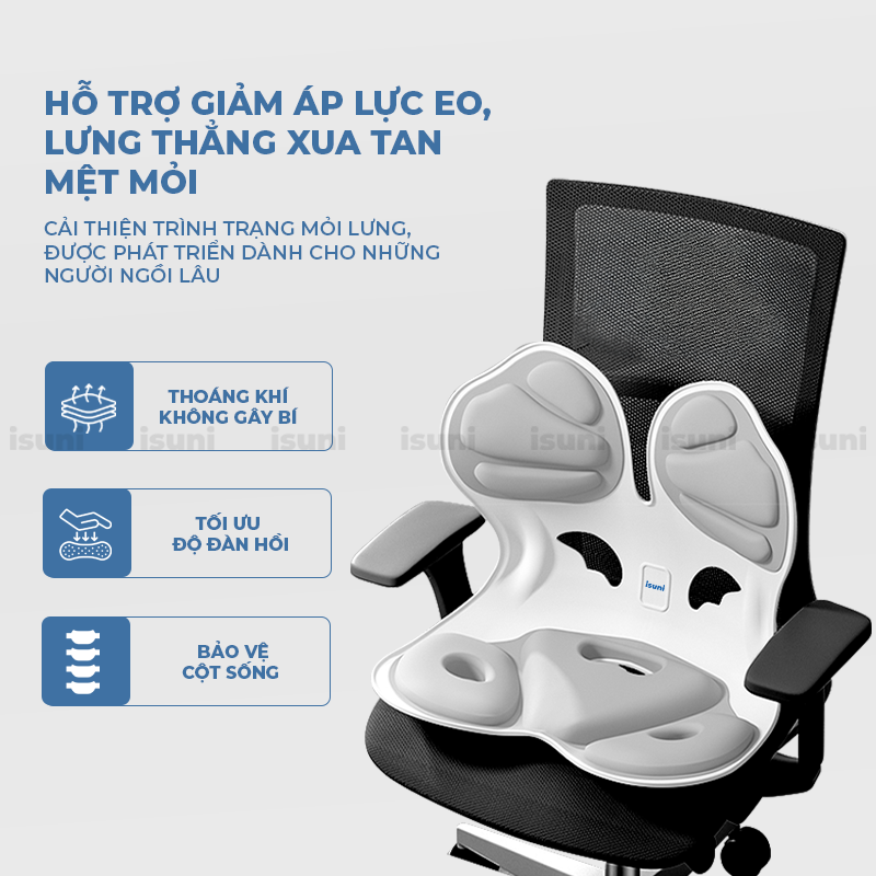 Ghế ISUNI BẢN ĐẶC BIỆT Ghế Tựa Lưng Chống Gù Ghế Công Thái Học Ứng Dụng 4 Sáng Chế Giảm Đau Mỏi Lưng