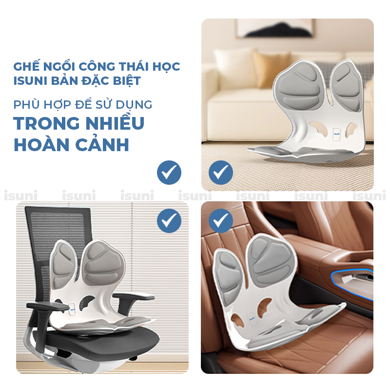 Ghế ISUNI BẢN ĐẶC BIỆT Ghế Tựa Lưng Chống Gù Ghế Công Thái Học Ứng Dụng 4 Sáng Chế Giảm Đau Mỏi Lưng