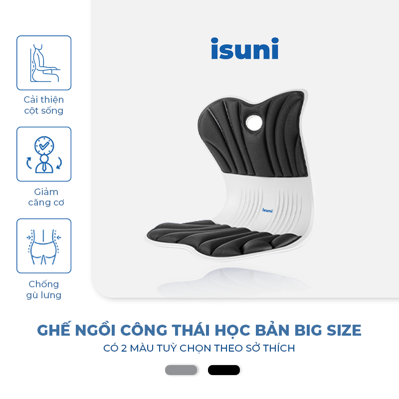 [BIG SIZE] Ghế Điều Chỉnh Tư Thế Ngồi Cho Người >100KG, Mẹ Bầu, Mẹ Bỉm, Dân Văn Phòng Chống Đau Lưng, Cong Vẹo Cột Sống - ISUNI - ảnh 2