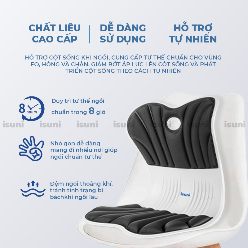 [BIG SIZE] Ghế Điều Chỉnh Tư Thế Ngồi Cho Người >100KG, Mẹ Bầu, Mẹ Bỉm, Dân Văn Phòng Chống Đau Lưng, Cong Vẹo Cột Sống - ISUNI - ảnh 5