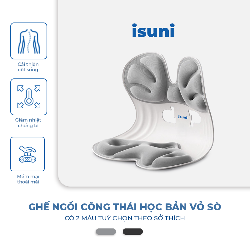 Ghế Công Thái Học ISUNI SEASHELL Chống Gù Lưng Giúp Ngồi Thẳng Lưng Chống Vẹo Cột Sống - ISUNI - ảnh 2
