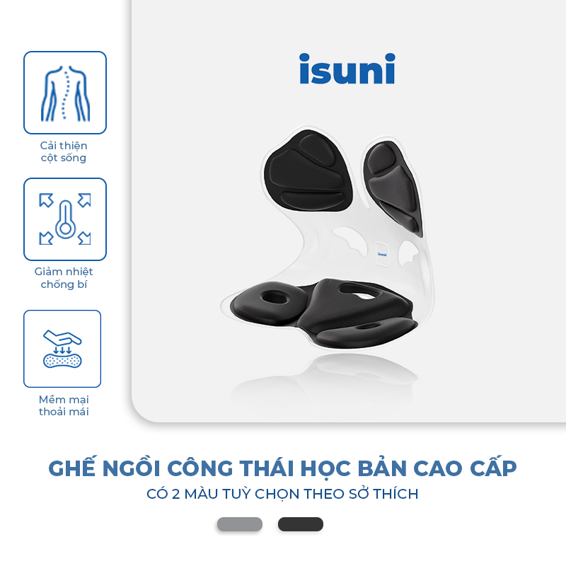 Ghế ISUNI BẢN ĐẶC BIỆT Ghế Tựa Lưng Chống Gù Ghế Công Thái Học Ứng Dụng 4 Sáng Chế Giảm Đau Mỏi Lưng - ISUNI - ảnh 1
