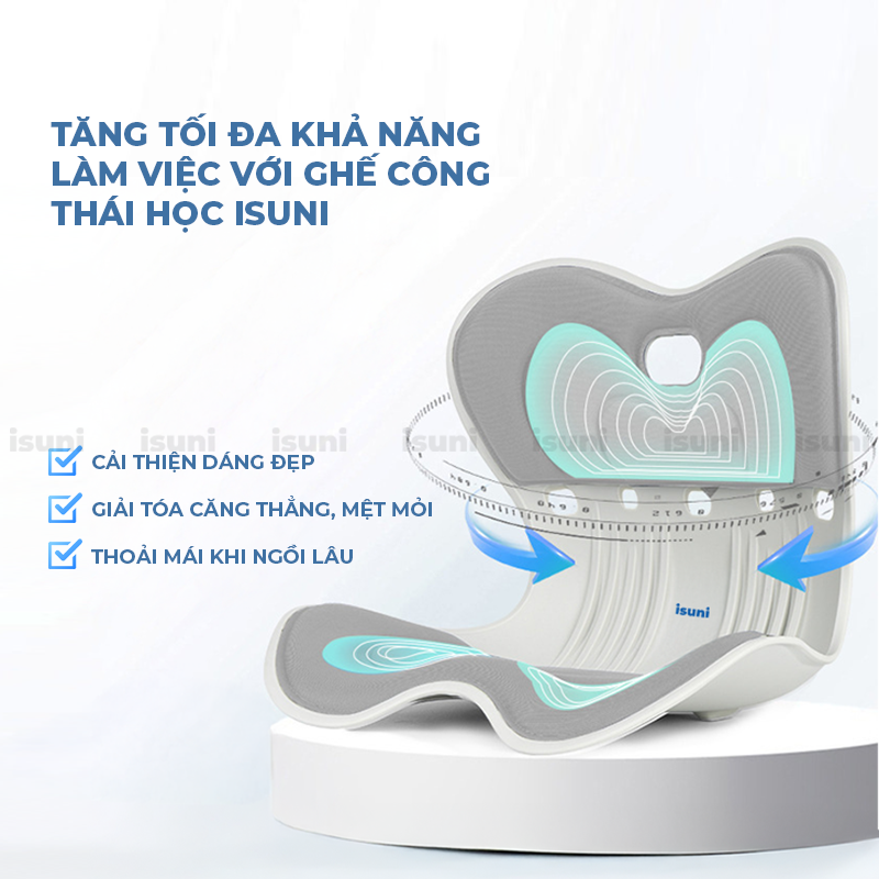 [BẢN NÂNG CẤP] Ghế Công Thái Học Isuni Điều Chỉnh Tư Thế Ngồi Chống Gù Lưng Hỗ Trợ Cột Sống Vai Cho Nam Nữ