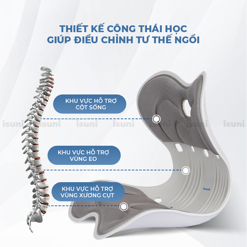 [BẢN NÂNG CẤP] Ghế Công Thái Học Isuni Điều Chỉnh Tư Thế Ngồi Chống Gù Lưng Hỗ Trợ Cột Sống Vai Cho Nam Nữ