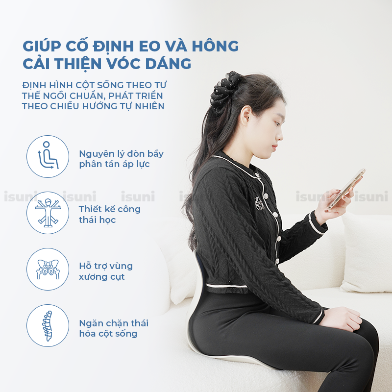 [BẢN NÂNG CẤP] Ghế Công Thái Học Isuni Điều Chỉnh Tư Thế Ngồi Chống Gù Lưng Hỗ Trợ Cột Sống Vai Cho Nam Nữ