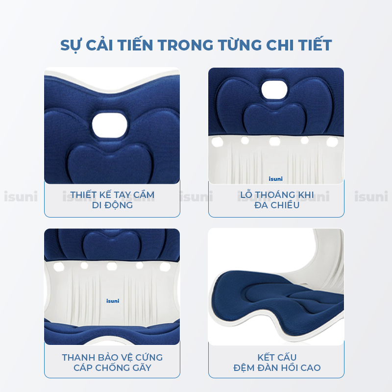 [BẢN NÂNG CẤP] Ghế Công Thái Học Isuni Điều Chỉnh Tư Thế Ngồi Chống Gù Lưng Hỗ Trợ Cột Sống Vai Cho Nam Nữ