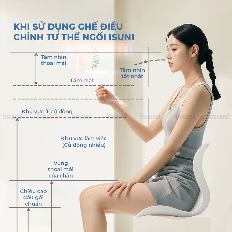[BẢN NÂNG CẤP] Ghế Công Thái Học Isuni Điều Chỉnh Tư Thế Ngồi Chống Gù Lưng Hỗ Trợ Cột Sống Vai Cho Nam Nữ
