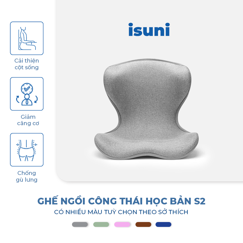 [BẢN VIP S2] Ghế Điều Chỉnh Tư Thế Ngồi Isuni Chống Gù Lưng, Ghế Công Thái Học Giảm Đau Mỏi Lưng - ISUNI - ảnh 2