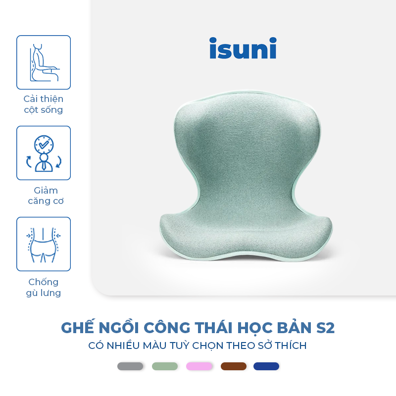[BẢN VIP S2] Ghế Điều Chỉnh Tư Thế Ngồi Isuni Chống Gù Lưng, Ghế Công Thái Học Giảm Đau Mỏi Lưng - ISUNI - ảnh 1