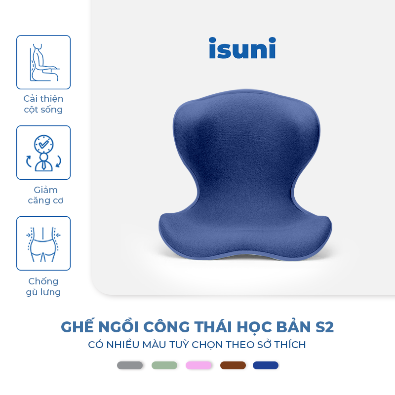 [BẢN VIP S2] Ghế Điều Chỉnh Tư Thế Ngồi Isuni Chống Gù Lưng, Ghế Công Thái Học Giảm Đau Mỏi Lưng - ISUNI - ảnh 3