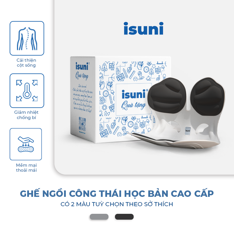 Ghế ISUNI BẢN ĐẶC BIỆT Ghế Tựa Lưng Chống Gù Ghế Công Thái Học Ứng Dụng 4 Sáng Chế Giảm Đau Mỏi Lưng
