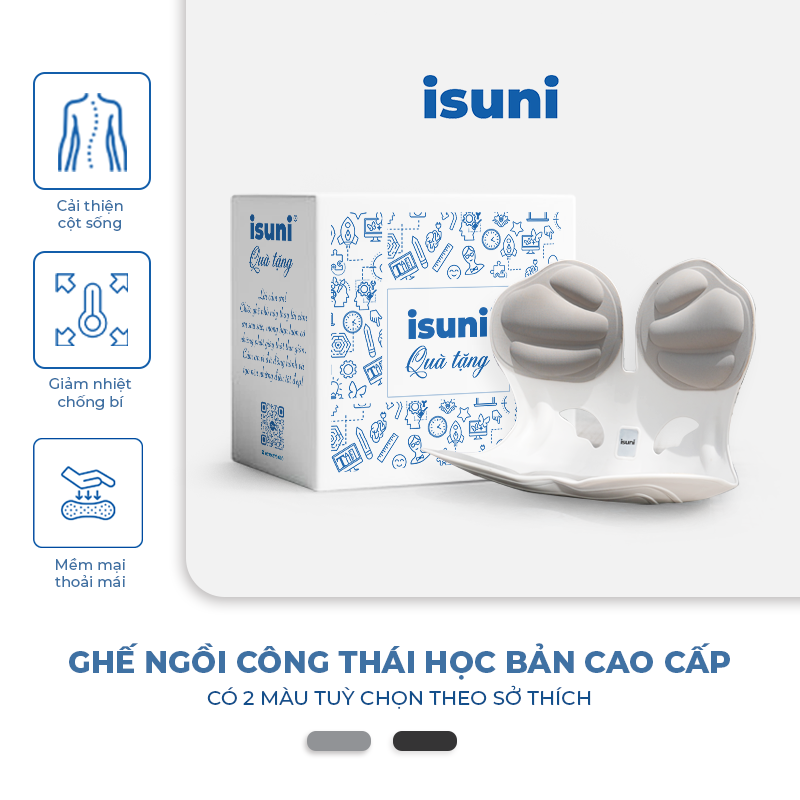 Ghế ISUNI BẢN ĐẶC BIỆT Ghế Tựa Lưng Chống Gù Ghế Công Thái Học Ứng Dụng 4 Sáng Chế Giảm Đau Mỏi Lưng